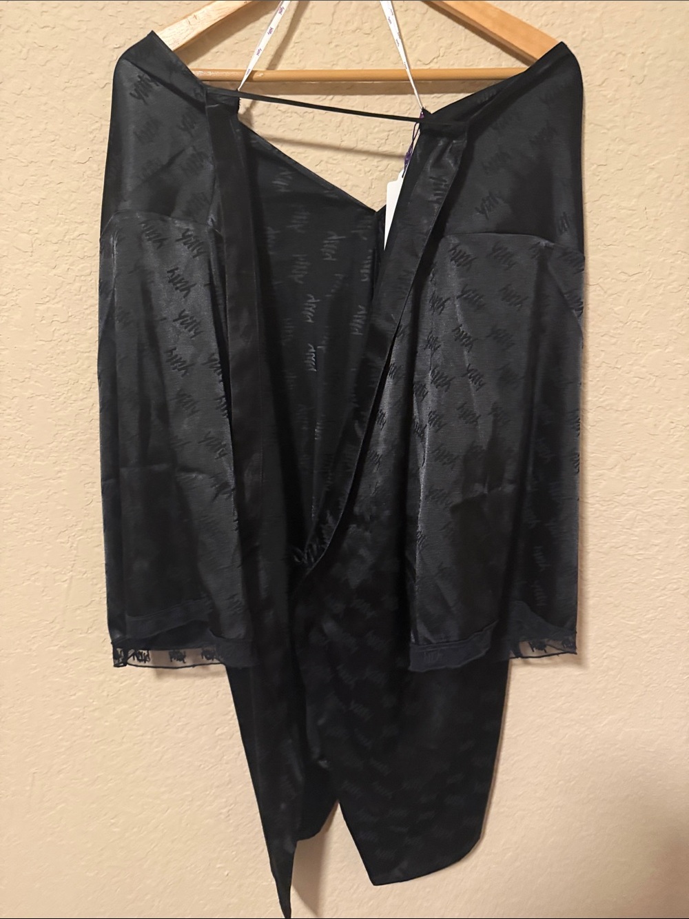YITTY Satin Pretty Mini Robe in Iconic Black